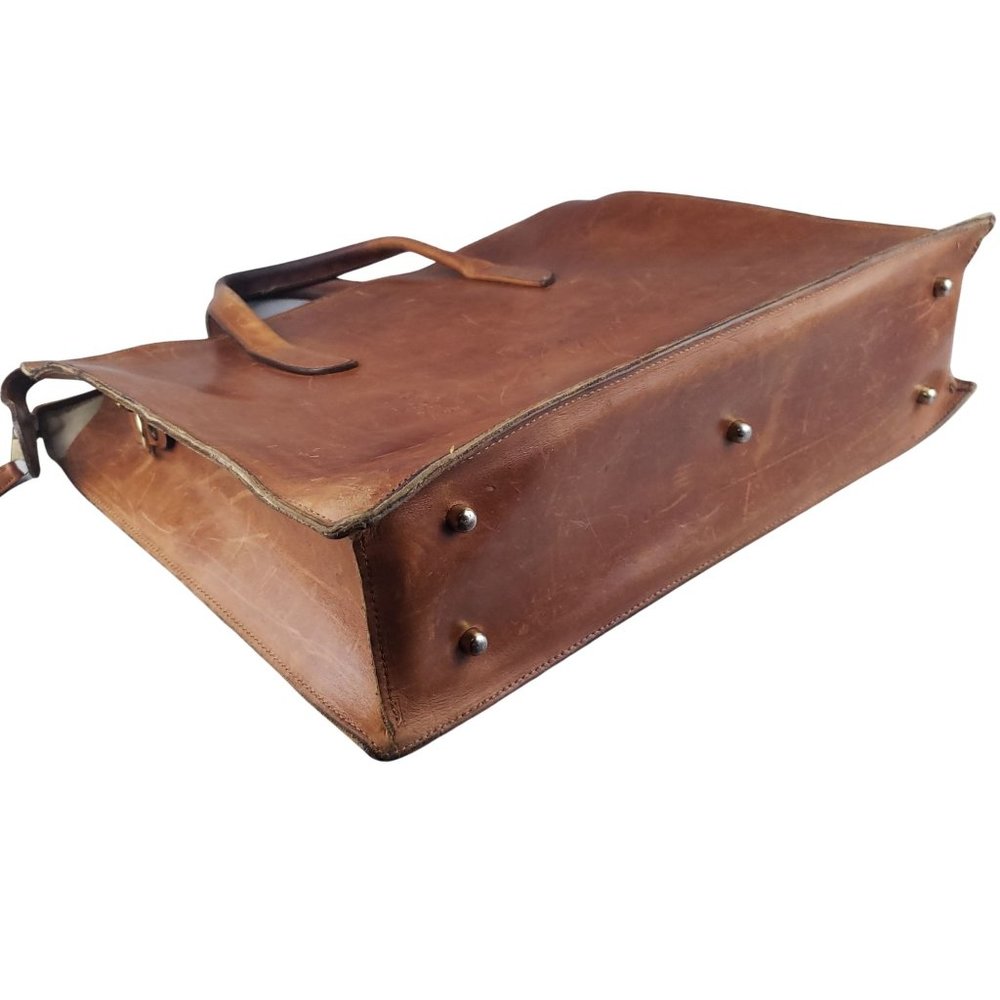 Gabahn Peanut Butter Leather Vintage Briefcase New York City - Picture 9 of 9